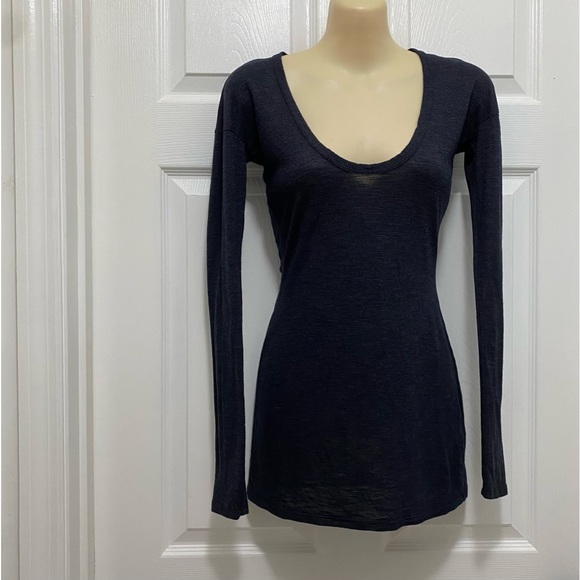 NWOT James Perse Pullover Modal Blend Womens Top Long Sleeve Navy Size 0 (XS) - Picture 6 of 8